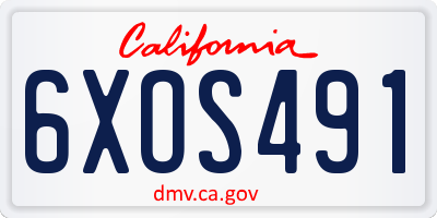 CA license plate 6XOS491