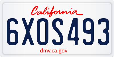 CA license plate 6XOS493