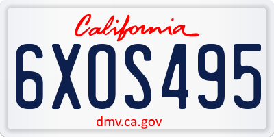 CA license plate 6XOS495