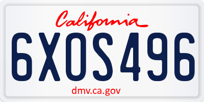 CA license plate 6XOS496