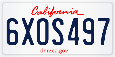 CA license plate 6XOS497