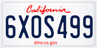 CA license plate 6XOS499