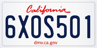 CA license plate 6XOS501