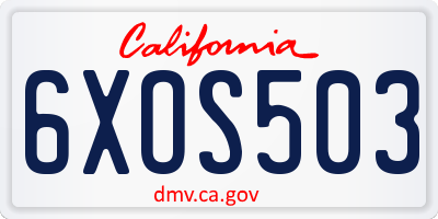 CA license plate 6XOS503