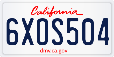 CA license plate 6XOS504