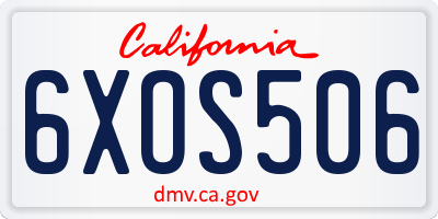 CA license plate 6XOS506