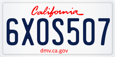 CA license plate 6XOS507