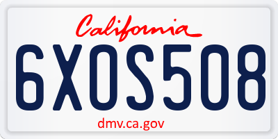 CA license plate 6XOS508