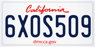 CA license plate 6XOS509