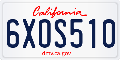 CA license plate 6XOS510