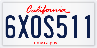 CA license plate 6XOS511