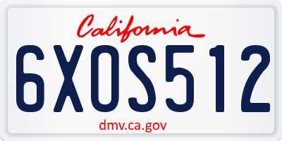 CA license plate 6XOS512