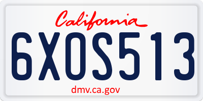 CA license plate 6XOS513