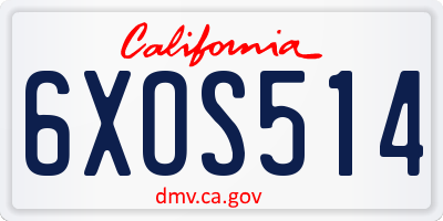CA license plate 6XOS514