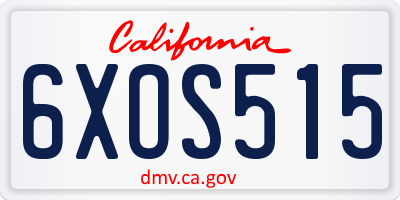 CA license plate 6XOS515