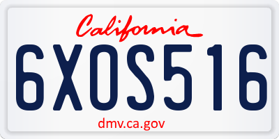 CA license plate 6XOS516