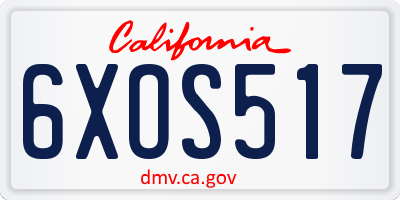 CA license plate 6XOS517
