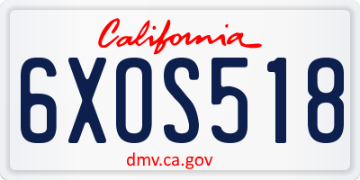 CA license plate 6XOS518