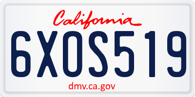 CA license plate 6XOS519