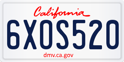 CA license plate 6XOS520