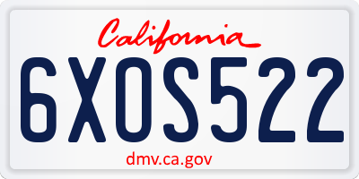 CA license plate 6XOS522