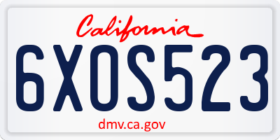 CA license plate 6XOS523