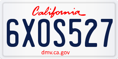 CA license plate 6XOS527