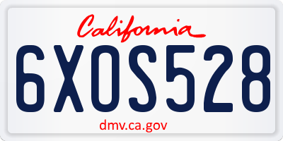 CA license plate 6XOS528