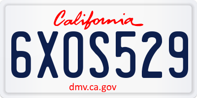 CA license plate 6XOS529