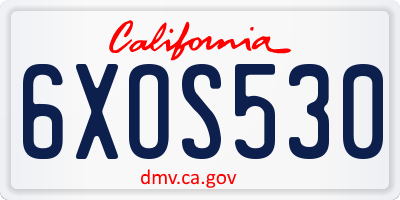 CA license plate 6XOS530