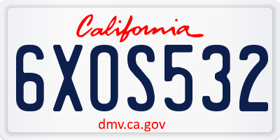 CA license plate 6XOS532
