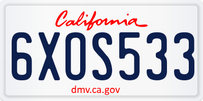 CA license plate 6XOS533