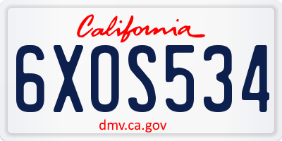 CA license plate 6XOS534