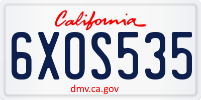 CA license plate 6XOS535