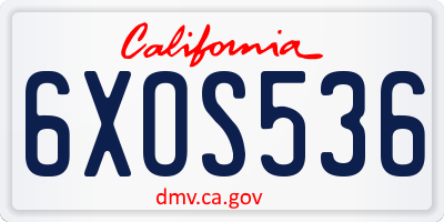 CA license plate 6XOS536