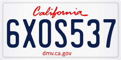 CA license plate 6XOS537