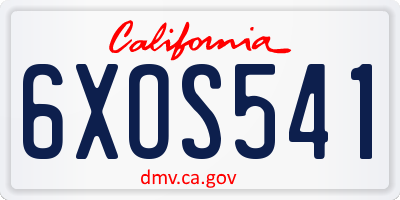 CA license plate 6XOS541