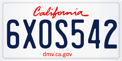 CA license plate 6XOS542