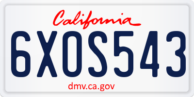 CA license plate 6XOS543