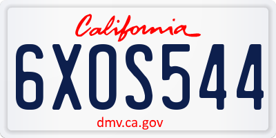 CA license plate 6XOS544