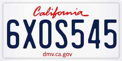 CA license plate 6XOS545