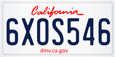 CA license plate 6XOS546