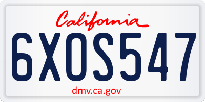 CA license plate 6XOS547