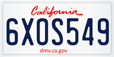 CA license plate 6XOS549