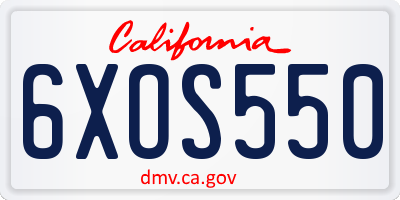 CA license plate 6XOS550