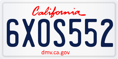 CA license plate 6XOS552