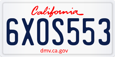 CA license plate 6XOS553