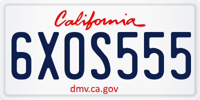 CA license plate 6XOS555