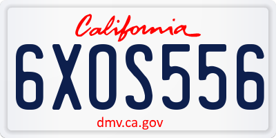 CA license plate 6XOS556