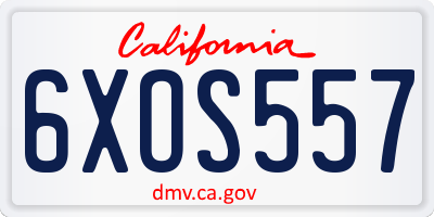 CA license plate 6XOS557